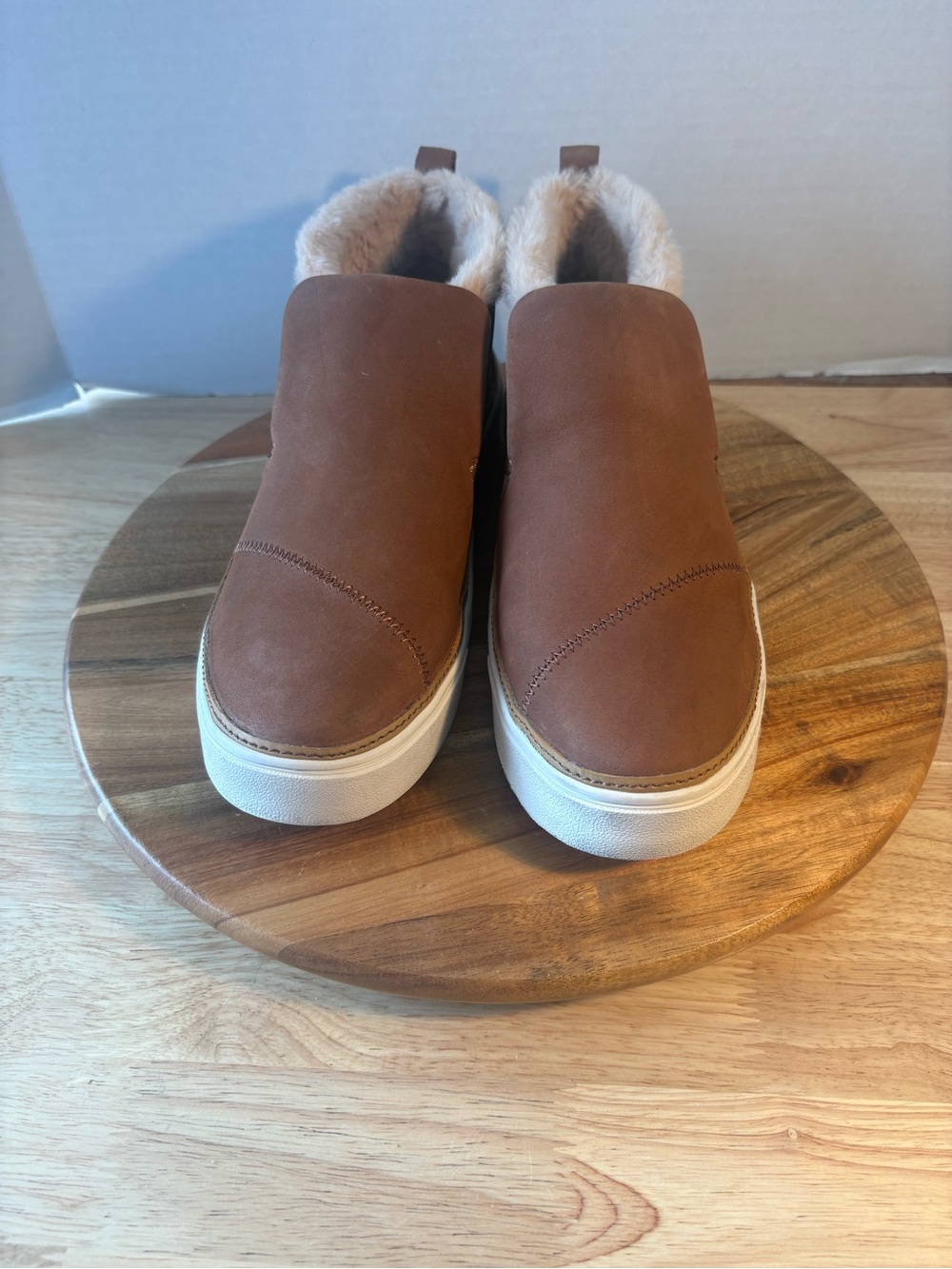 Toms Brown Slip-On Faux Fur Lined Ankle Booties